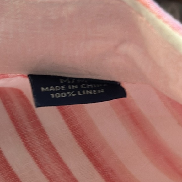 Men’s Tommy Bahama Pink and White 100% Linen Striped Button Down Shirt Size M - Picture 7 of 7